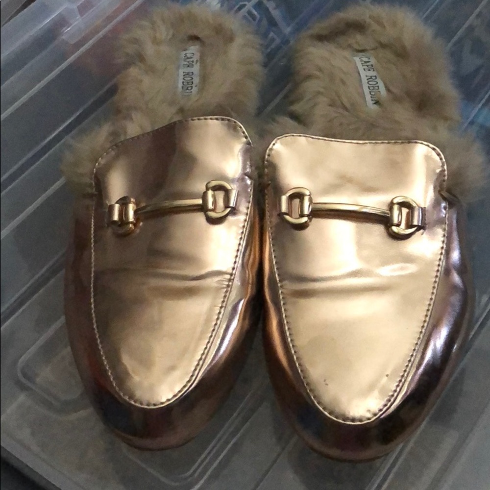 Fur lined mules/slides